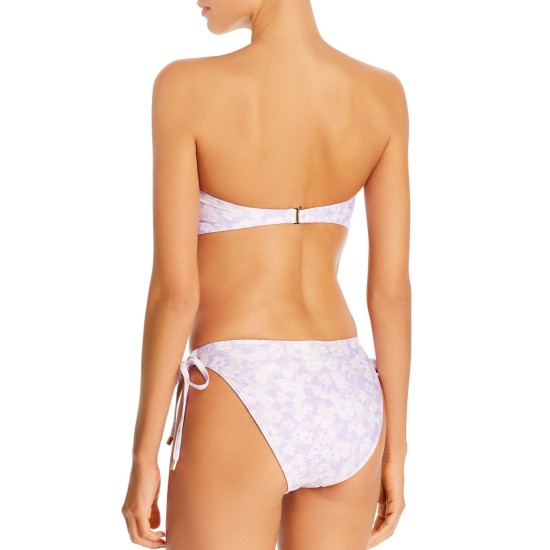  Floral Print Side-Tie Bikini Bottom, Purple, 2