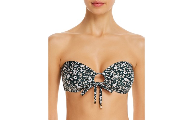  Petite Fleur Bandeau Bikini Top, Green, Green, 2
