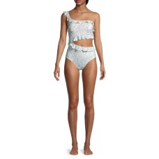 Peony Printed Ruffled Cutout One Piece Swimsuit