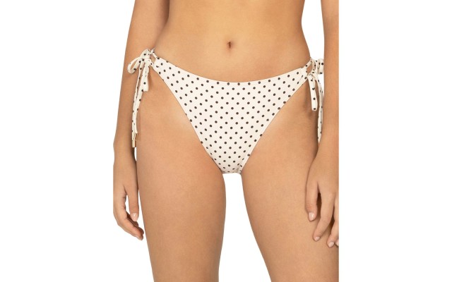  Printed Side Tie Bikini Bottom, Beige, 4