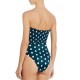  Smocked Polka Dot One-Piece Swimsuit, Green, Green, 4