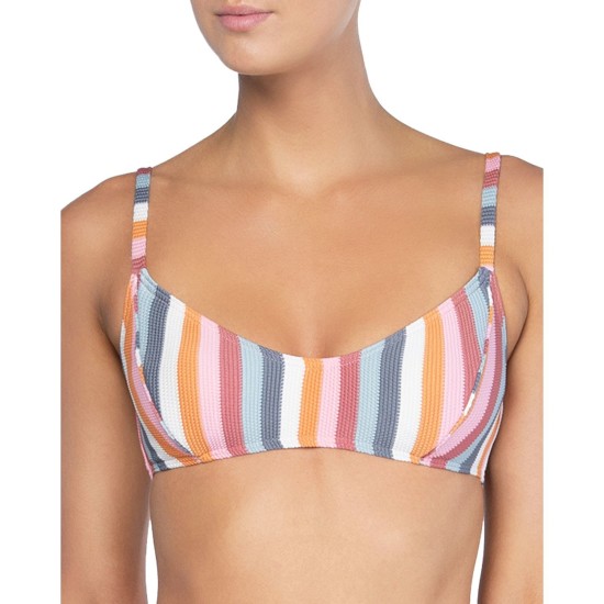  Striped Bralette Bikini Top, Multi, 10
