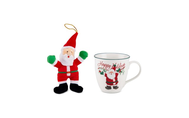  2-Pc. Winterberry Mug & Plush Santa Set