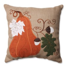 Pillow Perfect Harvest Squash Burlap 16.5″ Throw Pillow, Taupe