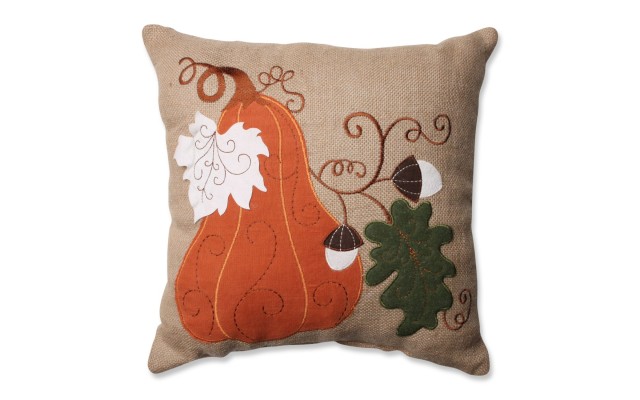  Harvest Squash Burlap 16.5″ Throw Pillow, Taupe