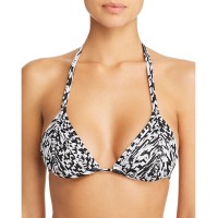 PilyQ Women’s Isla Zebra Triangle Bikini Top, Black/White, Small