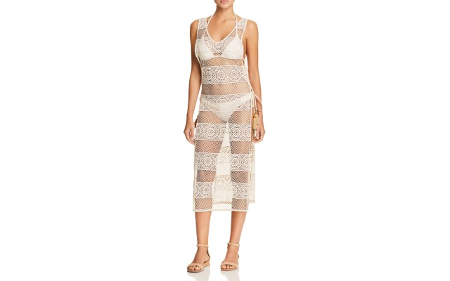 PilyQ Women’s Joy Lace Cover-Up Dress, Beige, X-Small/Small