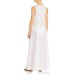  V Neck Maxi Swim Cover-up Dress, White, XS/S