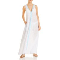 Pitusa V Neck Maxi Swim Cover-up Dress, White, XS/S