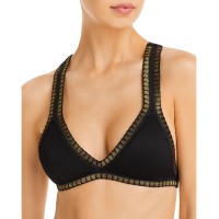 Platinum inspired by Solange Ferrarini Crochet Trim Bikini Top, Black, Medium