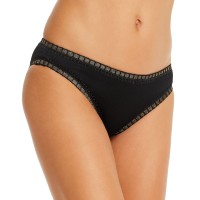Platinum inspired by Solange Ferrarini Ribbed High-Waist Bikini Bottom, Black, Medium