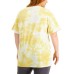 Plus Trendy Tie-Dyed Cotton Graphic Print T-Shirt, 2X, Yellow