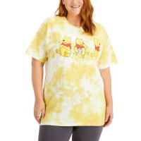 Plus Trendy Tie-Dyed Cotton Graphic Print T-Shirt, 1X, Yellow