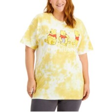 Plus Trendy Tie-Dyed Cotton Graphic Print T-Shirt, 1X, Yellow