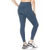  Women’s High-Waist Pocket Leggings, Large, Navy