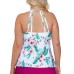  Trendy Plus Size High-Neck Underwire Tankini Top, White, 18W