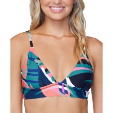 Raisins Juniors’ Crystal Cove Printed Tie-Back Bikini Top, Green, Small