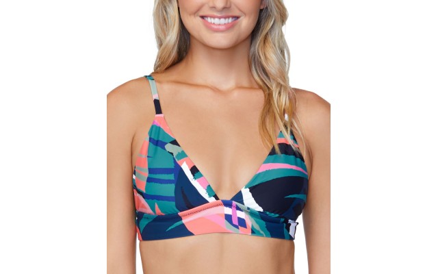  Juniors’ Crystal Cove Printed Tie-Back Bikini Top, Green, Small