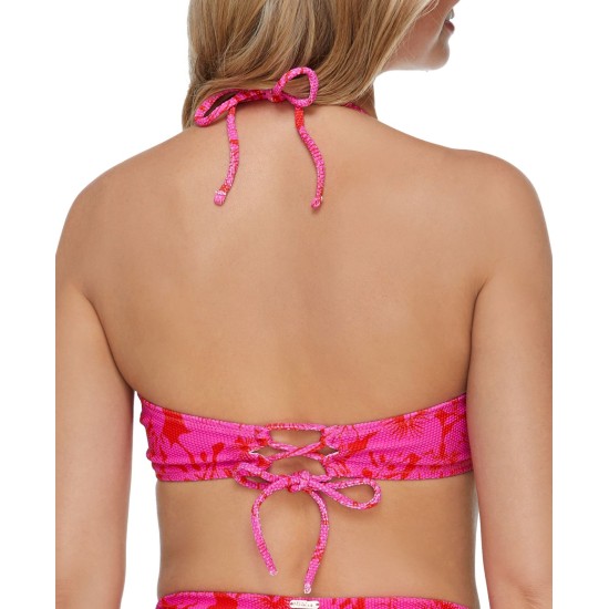  Juniors’ Making Waves Textured Costa Strappy Bikini Top, Pink, small