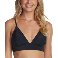 Raisins Juniors' Seychelles Solids Anya Bikini Top Women's Swimsuit, Black, Medium