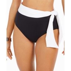 Ralph Lauren BLACK/WHITE Color Block Bel Aire Tie-Detail Bikini Bottom