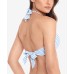  BLUE Bengal Stripe Hipster Bikini Swim Top, 16, Blue/White