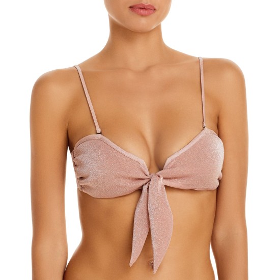 Ramy Brook Venus Metallic Bikini Top, Blush, XS