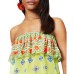  Women’s Standard Mira Strapless Mini Dress Coverup, Lime Combo, Large