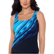 Reebok Glowing Strong Tankini Top Women’s Swimsuit, Navy, 14