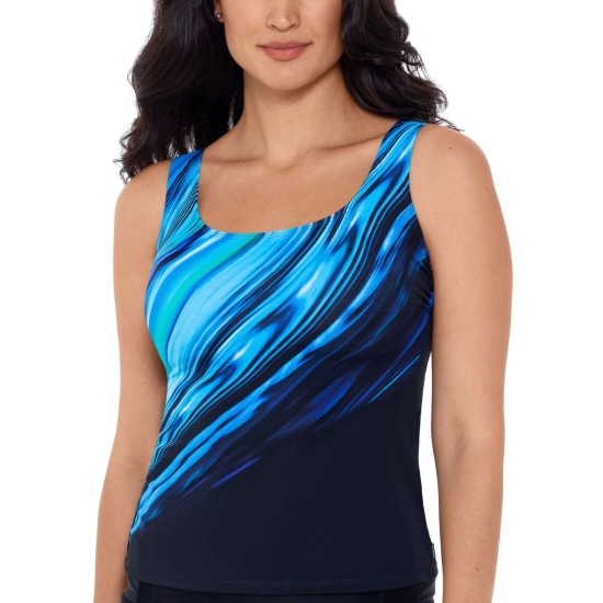  Glowing Strong Tankini Top Women’s Swimsuit, Navy, 14