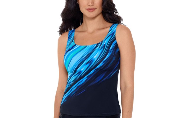  Glowing Strong Tankini Top Women’s Swimsuit, Navy, 14