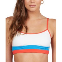 Roxy Colorblocked Hello July Bralette Bikini Top, Ivory, Medium