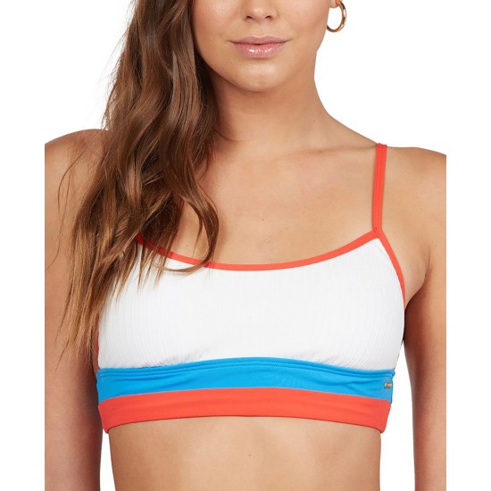  Colorblocked Hello July Bralette Bikini Top, Ivory, Medium