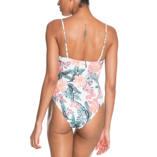  Juniors’ Just Shine Printed Cutout One-Piece Swimsuit, Medium, Multicolor