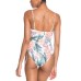  Juniors’ Just Shine Printed Cutout One-Piece Swimsuit, Medium, Multicolor