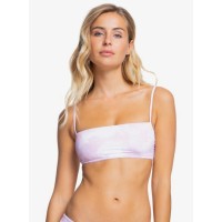 Roxy Juniors’ Sea & Waves Bandeau Bikini Top Women’s Swimsuit, Small, Purple