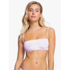 Roxy Juniors’ Sea & Waves Bandeau Bikini Top Women’s Swimsuit, Small, Purple
