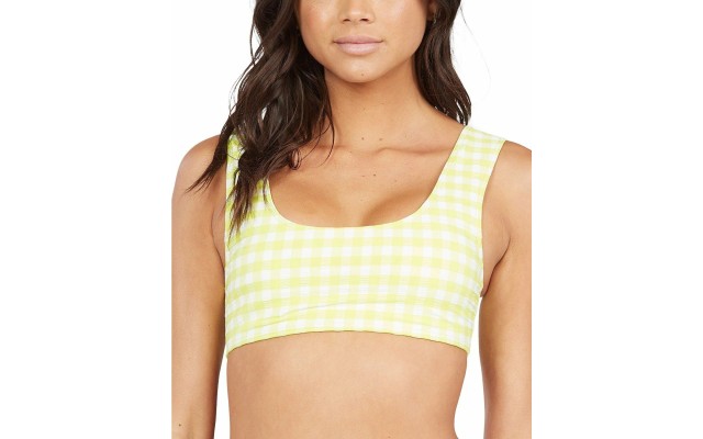  Printed Beautiful Sun Bralette Bikini Top Women's Swimsuit, Yellow, Large