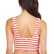 Striped Hello July Cropped Tank Swim Top, Red, X-Large