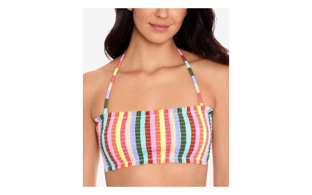  Cabana Smocked Bandeau Bikini Top,, Multi, Large