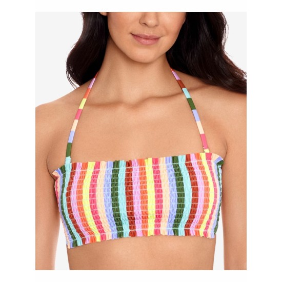  Cabana Smocked Bandeau Bikini Top,, Multi, M