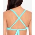  Crochet X-Back Triangle Bikini Top, Turquoise, Medium
