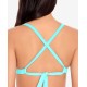  Crochet X-Back Triangle Bikini Top, Turquoise, Medium