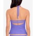 Preppy Rib Side-Shirred Tankini Top, Lavender, X-Small