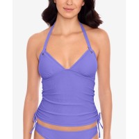 Salt + Cove Preppy Rib Side-Shirred Tankini Top, Lavender, X-Small