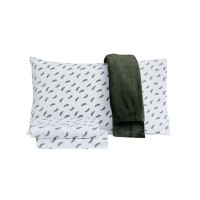 Sanders Holiday Microfiber 4 pc Twin Sheet Set With Throw Bedding, White