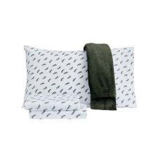 Sanders Holiday Microfiber 4 pc Twin Sheet Set With Throw Bedding, White