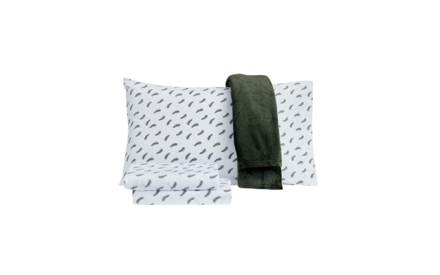  Holiday Microfiber 4 pc Twin Sheet Set With Throw Bedding, White