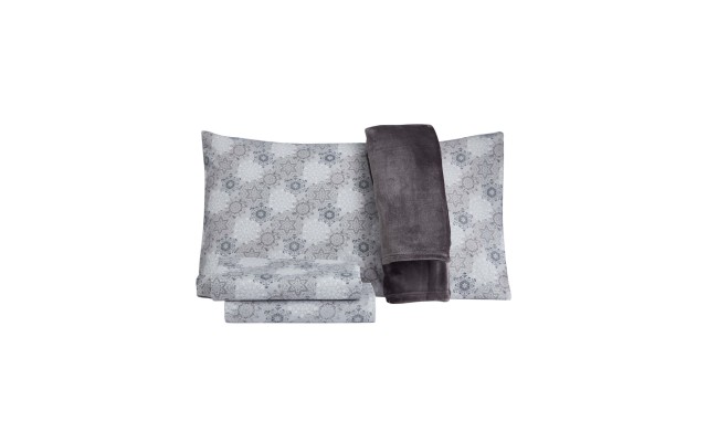  Holiday Microfiber 5 pc Full Sheet Set With Throw