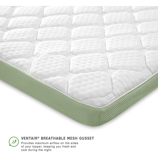  3-Inch Ultimate Cooling Luxury Quilted Memory Foam Bed Topper, White, Twin